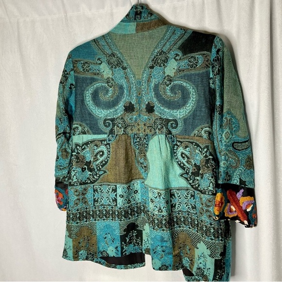 Soft Surroundings Istanbul Turquoise Tapestry Embroidered Jacket Kimono - Picture 7 of 12
